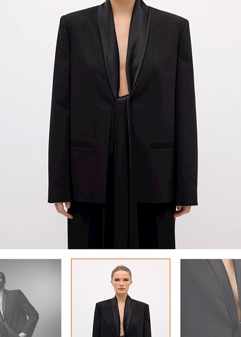 Uzun Siyah Drapeli Notch Yaka Smokin - Görsel 6