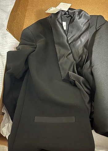 Uzun Siyah Drapeli Notch Yaka Smokin - Görsel 2