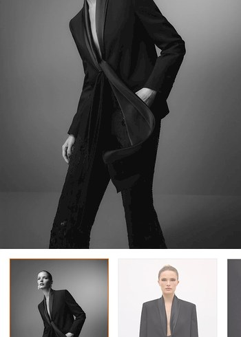 Uzun Siyah Drapeli Notch Yaka Smokin - Görsel 5