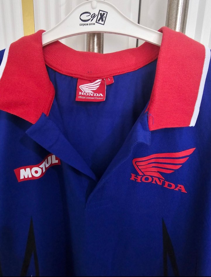 Mavi Kısa Kollu Honda Biker Polo Tişört orijinal - Görsel 3