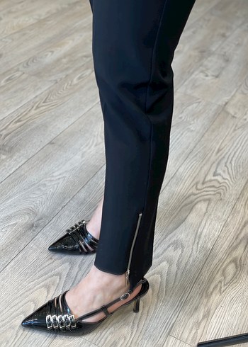 Kadın Kahverengi ve Siyah Midi Cigarette Pantolon - Görsel 2