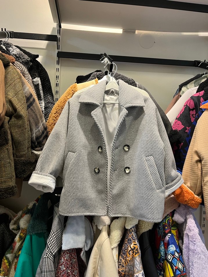 Erkek Çocuk Gri Düğmeli Yün Kaban - Görsel 5