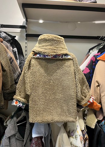 Renkli Çiçek Desenli çocuk mont şapka - Görsel 8