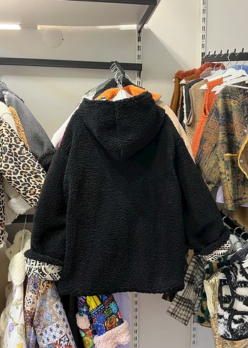 Desenli Bohem Kapüşonlu çocuk mont - Görsel 7