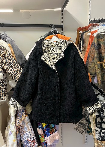 Desenli Bohem Kapüşonlu çocuk mont - Görsel 6