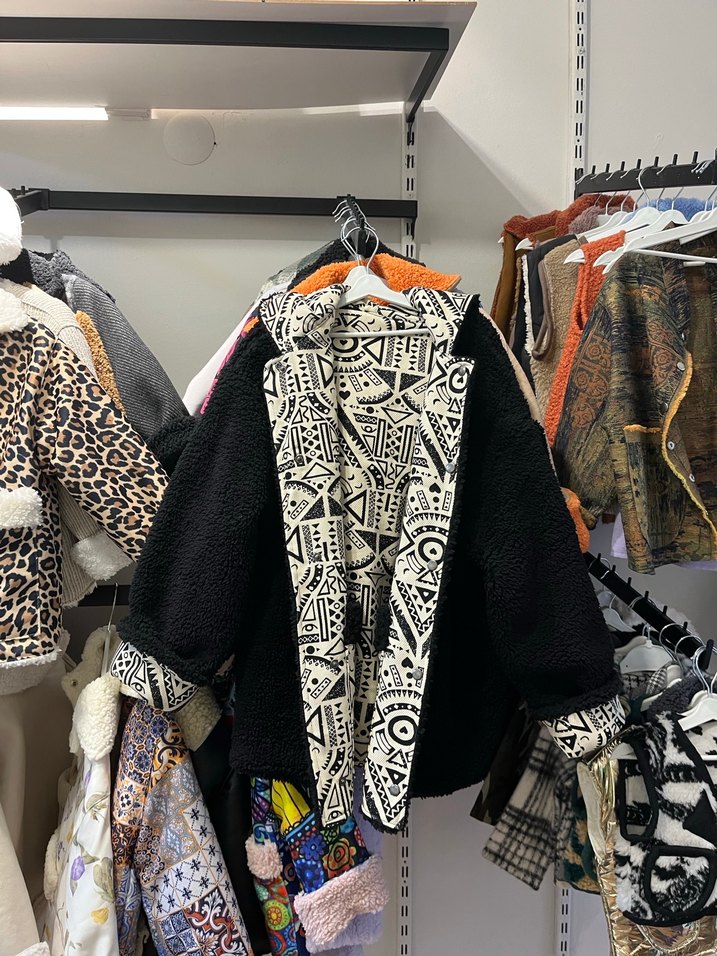 Desenli Bohem Kapüşonlu çocuk mont - Görsel 5