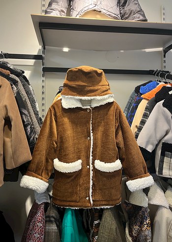 Kahverengi Kürklü çocuk Kışlık Mont şapka - Görsel 2