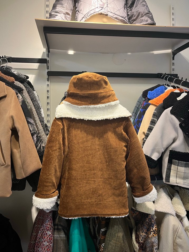 Kahverengi Kürklü çocuk Kışlık Mont şapka - Görsel 4