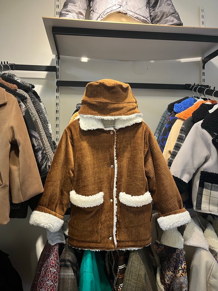 Kahverengi Kürklü çocuk Kışlık Mont şapka - Görsel 2