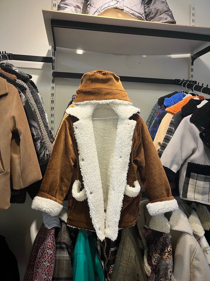 Kahverengi Kürklü çocuk Kışlık Mont şapka - Görsel 3