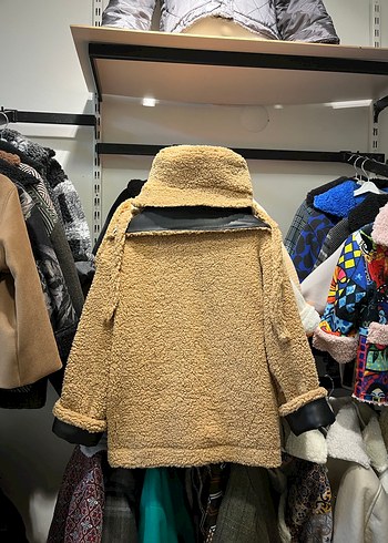 Kürklü Siyah Deri yumuşak çocuk mont şapka - Görsel 8