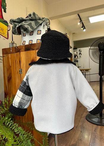 Gri Ekose Peluş Detaylı Erkek Bebek Ceket - Görsel 4