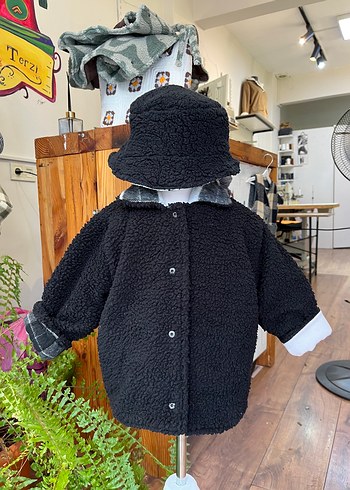 Gri Ekose Peluş Detaylı Erkek Bebek Ceket - Görsel 7