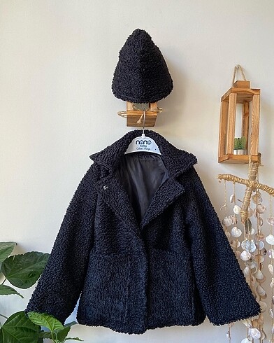Zara Buklet kıvırcık kuzu peluş mont şapka