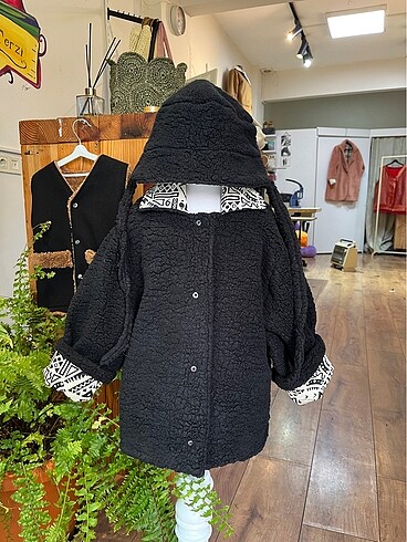 Etnik desenli çocuk mont şapka - Görsel 7