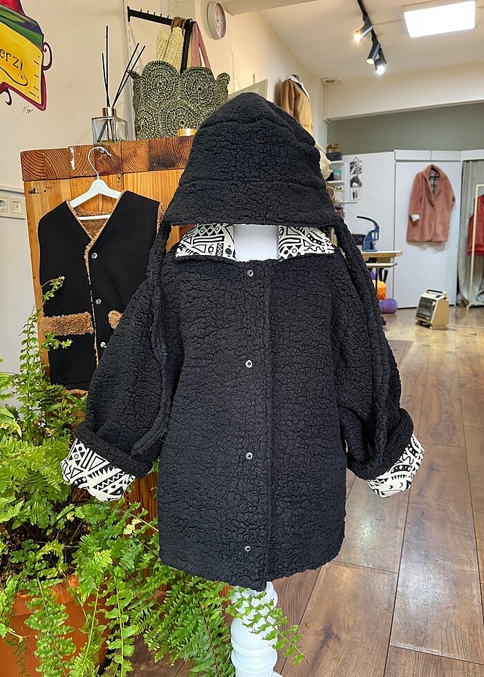 Gotik desenli çocuk mont şapka - Görsel 5