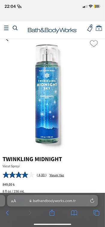 bath and body works vücut spreyi