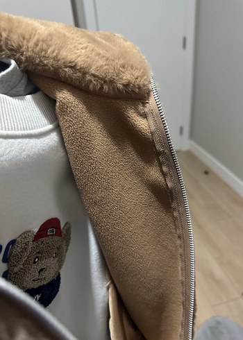 Kahverengi Kürklü Rahat Kadın Ceket - Görsel 5