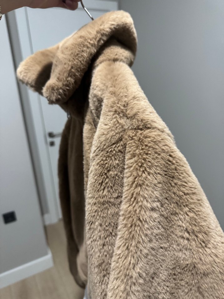 Kahverengi Kürklü Rahat Kadın Ceket - Görsel 2