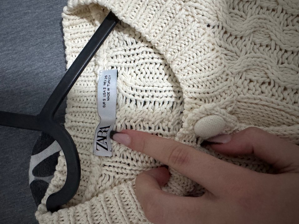 Zara Yarım Kollu Beyaz Örgü Hırka - Görsel 2