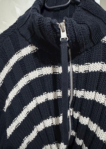 Yüksek Yakalı Çizgili Örgü Kadın Kazak Zara - Görsel 3