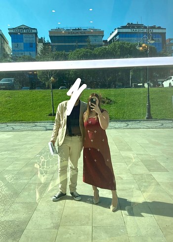 Bordo Taşlı Elbise - Görsel 2