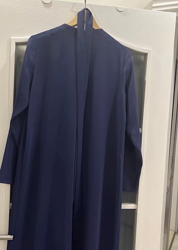 Lacivert Drapeli Uzun Kadın Elbise - Görsel 6