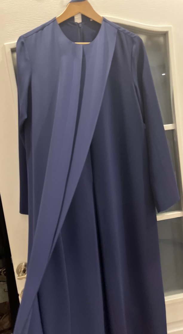 Lacivert Drapeli Uzun Kadın Elbise - Görsel 3