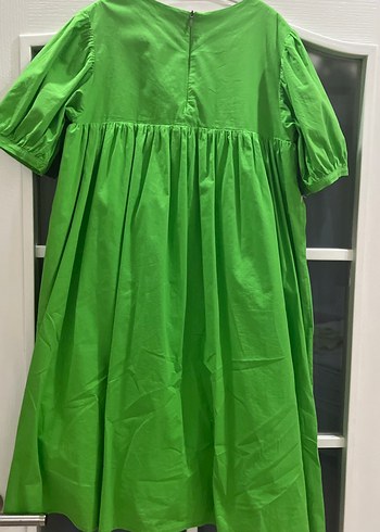 Yeşil Pamuklu Kumaş Astarlı Çocuk Elbise - Görsel 2