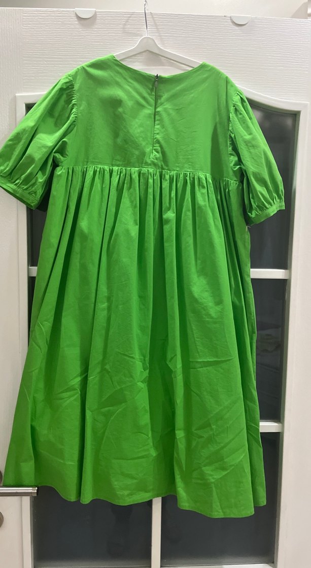 Yeşil Pamuklu Kumaş Astarlı Çocuk Elbise - Görsel 2