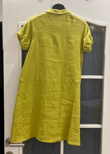 Bej Uzun Keten Elbise, Salaş Kesim - Görsel 5