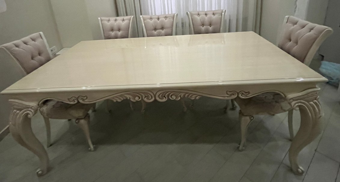 Beyaz Parlak Dekoratif Masa ve sandalye Takımı - Görsel 2