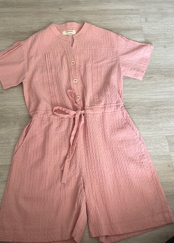 Düğmeli Pembe Kız çocuk tulum