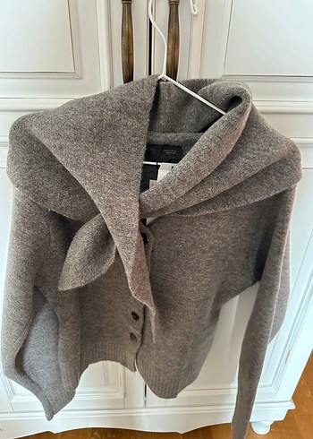 Gri Örgü Yün Kadın Hırka - Görsel 2