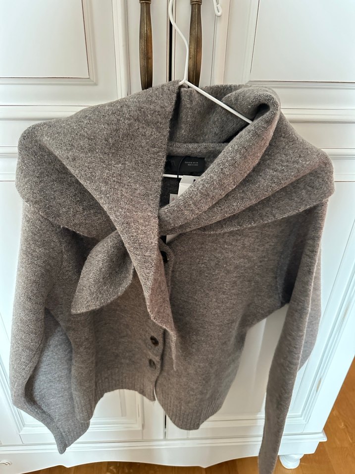 Gri Örgü Yün Kadın Hırka - Görsel 2