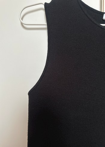 Düğmeli Siyah Midi Triko Elbise - Görsel 4