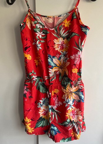 Çiçek Desenli Kırmızı Bohem Tulum - Görsel 7