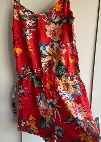 Çiçek Desenli Kırmızı Bohem Tulum - Görsel 3