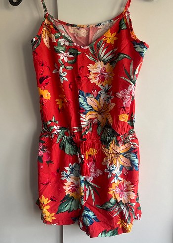 Çiçek Desenli Kırmızı Bohem Tulum - Görsel 6