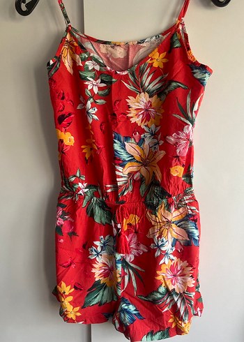 Çiçek Desenli Kırmızı Bohem Tulum - Görsel 8