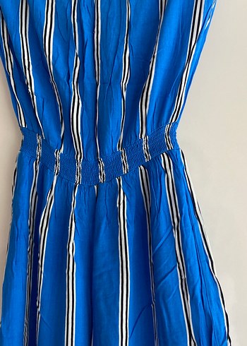 Mavi Çizgili Kadın Uzun Tulum - Görsel 4