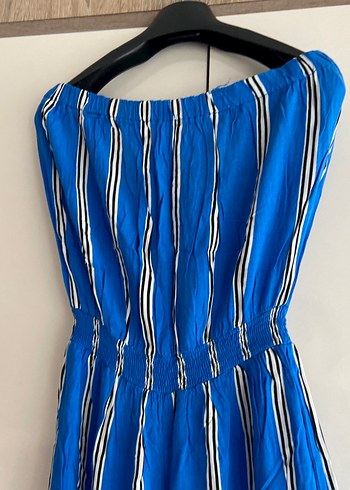 Mavi Çizgili Kadın Uzun Tulum - Görsel 6