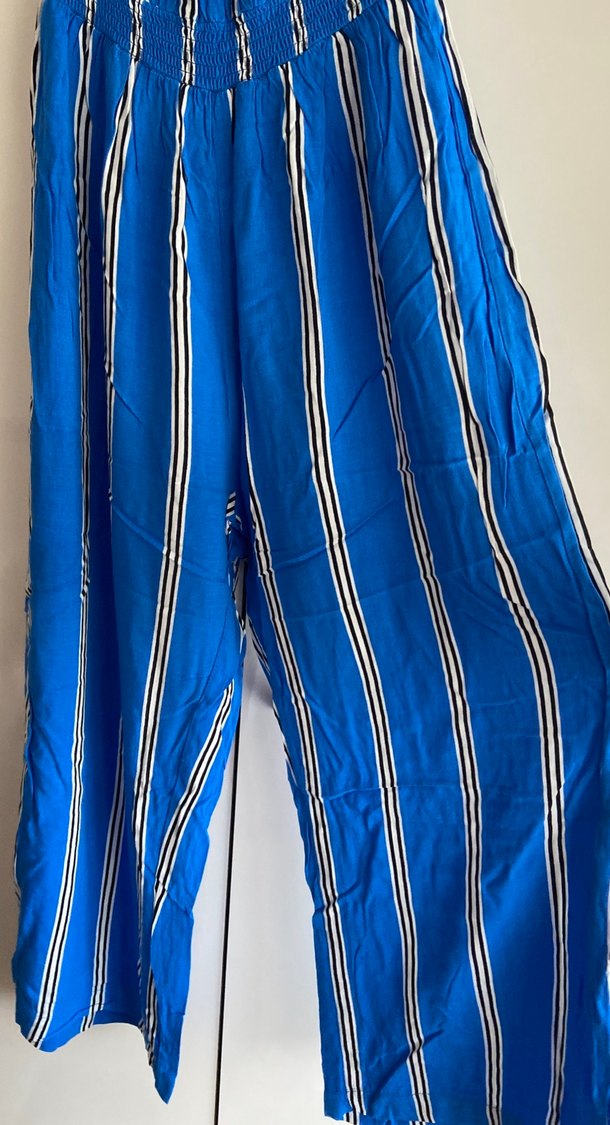 Mavi Çizgili Kadın Uzun Tulum - Görsel 2