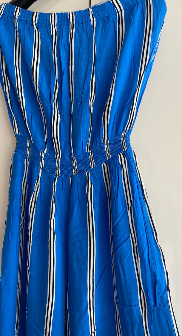 Mavi Çizgili Kadın Uzun Tulum - Görsel 4