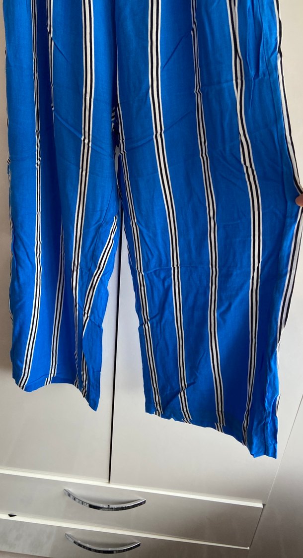 Mavi Çizgili Kadın Uzun Tulum - Görsel 3