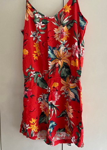 Çiçek Desenli Kırmızı Bohem Tulum - Görsel 5