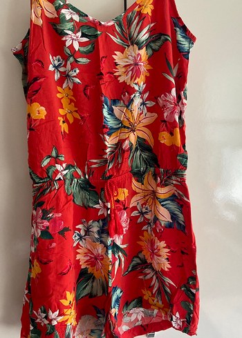 Çiçek Desenli Kırmızı Bohem Tulum - Görsel 2