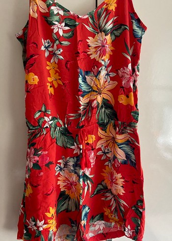 Çiçek Desenli Kırmızı Bohem Tulum - Görsel 3