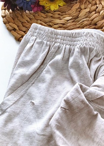 (XXL) BEJ BEL LASTİKLİ ŞIK SPOR TİWİL PENYE BERMUDA ŞORT KAPRİ - Görsel 5