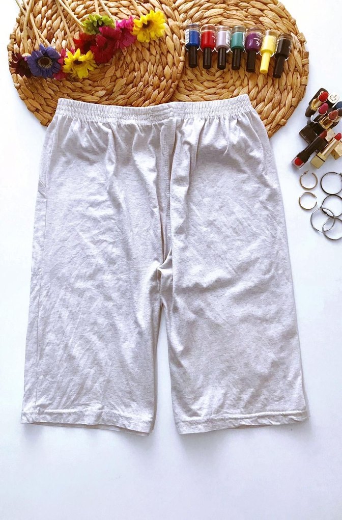 (XXL) BEJ BEL LASTİKLİ ŞIK SPOR TİWİL PENYE BERMUDA ŞORT KAPRİ - Görsel 4